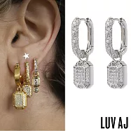 LUV AJ 好萊塢潮牌 方鑽銀色小圓X垂墜式2用耳環 FACETED DIAMOND HUGGIES