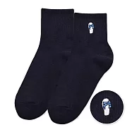 【ONEDER旺達棉品】韓系電繡2/2中統羅紋襪 柔棉刺繡襪 台灣製棉襪- 黑色(藍白拖) GK-A401