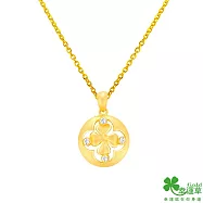 幸運草金飾 幸運的事黃金/水晶墜子 送玫瑰鋼項鍊