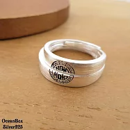 一對價。銀色拉絲囍字成雙男女款S999足銀純銀戒指 (情侶對戒.可調整戒圍) 男女款一對價