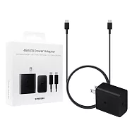 Samsung三星原廠 45W閃充+1.8m 5A雙Type C線組-支援Z Fold6 Flip6【T4510/盒裝】 黑色