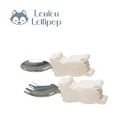 Loulou Lollipop 動物造型 304不鏽鋼學習訓練叉匙組 - 可愛草泥馬