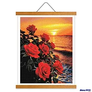 [HOMEHERE] DIY鑽石畫/夕陽與紅玫瑰 掛軸無框版