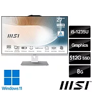 msi微星 Modern AM272P 12M-471TW 27吋 液晶電腦 (i5-1235U/8G/512G SSD/Win11/白)