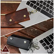 【H-CT】鈕扣式六扣環真皮鑰匙包-S(牛皮鑰匙包 真皮鑰匙包 瘋馬鑰匙包 鑰匙收納包/HM349K) HM349K啡(S)