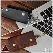 【H-CT】鈕扣式六扣環真皮鑰匙包-L(牛皮鑰匙包 真皮鑰匙包 瘋馬鑰匙包 鑰匙收納包/HM349K) HM349K啡(L)