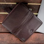 【H-CT】多層卡扣式拉鍊真皮長夾(長夾錢包 皮件 皮夾 長夾 錢包 手機包 長皮包/HS1090) HS1090深啡