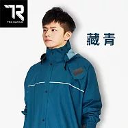 【TDN】丹寧導流前開雨衣速乾防水連身雨衣(反光條超防水雨衣附收納袋EU4500)藏青 藏青 特加長型