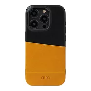 Alto Metro 插卡式皮革手機殼 iPhone 15 Pro - 焦糖棕/渡鴉黑