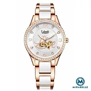 【Mirabelle】愛的流動*晶鑽仿陶瓷自動機械女錶/白
