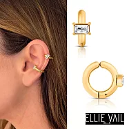 ELLIE VAIL 邁阿密防水珠寶 公主切割方鑽X金色小圓耳骨夾 Sienna Baguette Ear Cuff