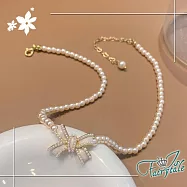 【伊飾童話】珠光蝴蝶結*珍珠復古優雅短頸鍊