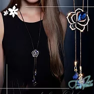 【伊飾童話】水晶藍玫瑰*流蘇伸縮水鑽長鍊