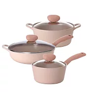 NEOFLAM Sherbet蜜桃雪酪系列3鍋組(IH適用/不挑爐具/可直火) 無 湯鍋+單柄湯鍋+炒鍋