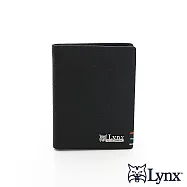 Lynx - 美國山貓進口牛皮超設計感荔枝紋直立式短夾 黑色