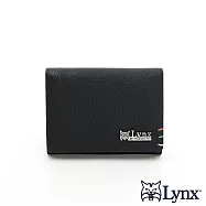 Lynx - 美國山貓進口牛皮超設計感荔枝紋2卡名片夾 黑色