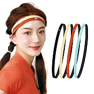簡約輕便 流行玩色!! 2入超值組 Monster 窄版彈力防滑 導汗帶 跑步 健身 瑜珈 自行車 球賽 一體式運動頭帶 吸汗止汗頭帶 運動髮帶 黑色+杏黃色