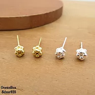 時尚可愛金色.銀色莓果球球925純銀耳環.貼耳耳環 銀色