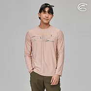 ADISI 男浪花洞洞長袖圓領透氣圖T AL2311014 (S-2XL)|輕量 吸濕排汗 快乾 透氣網洞 彈性柔軟 排汗衣 XL 豆沙粉