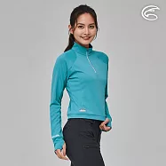 ADISI 女SUNCOOL抑菌半門襟短版長袖排汗衣AL2311033 (S-XL)|防曬 抗UV 抗菌 除臭 吸濕排汗 快乾 彈性 L 亞德里亞海藍