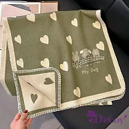 【Decoy】點點愛心*加厚撞色仿羊絨保暖圍巾/ 綠