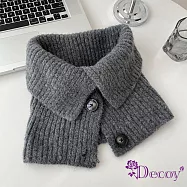 【Decoy】鈕扣針織*加厚毛線保暖護頸披肩脖圍/ 灰