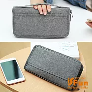 【iSFun】手拿牛津*對折網面多格證件護照包/ 灰