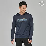 ADISI 男輕薄棉感快乾連帽長袖圖T AL2311122 (S-2XL)|輕量 吸濕排汗 速乾 彈性 透氣 排汗衣 L 雙色藏青