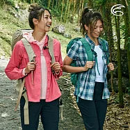 ADISI 女N66四面彈透氣速乾短袖格紋襯衫AL2311067 (S-2XL)|防曬 抗UV 排汗 快乾 彈性 四向彈 L 迷霧藍綠格