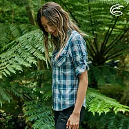 ADISI 女N66四面彈透氣速乾長袖格紋襯衫AL2311068 (S-2XL)|防曬 抗UV 排汗 快乾 彈性 四向彈 L 迷霧藍綠格