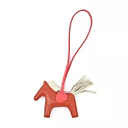 Hermes 愛馬仕 Rodeo小羊皮撞色手工馬兒吊飾(小) 橘褐/白