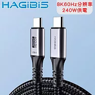HAGiBiS 海備思石墨烯Type-c USB4 40Gbps 8K60Hz 240W影音傳輸線1米