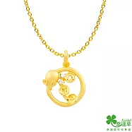 幸運草金飾 錢鼠不盡黃金墜子 送玫瑰鋼項鍊