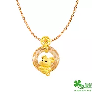 幸運草金飾 貝比鼠黃金/水晶墜子 送玫瑰鋼項鍊