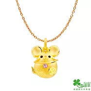 幸運草金飾 大發鼠黃金/水晶墜子 送玫瑰鋼項鍊