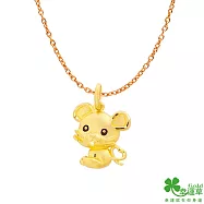 幸運草金飾 心愛鼠黃金墜子 送玫瑰鋼項鍊