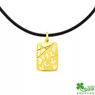 幸運草金飾 鍾情遊戲黃金男墜子 送白鋼項鍊