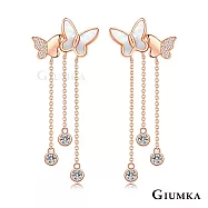 GIUMKA 925純銀耳環 蝴蝶流蘇 MFS22058 無 玫金色款一對