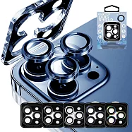 CITY BOSS for iPhone 15Pro/15Pro Max 鋁合金+康寧玻璃鏡頭貼(帶貼膜神器)-3眼 藍黑