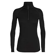 【紐西蘭icebreaker】女 ZONE 網眼透氣半開襟長袖上衣-BF150 # #美麗諾羊毛 #排汗衣 #登山健行運動- M 黑