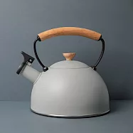 《La Cafetiere》木柄不鏽鋼笛音壺 | 煮水壺 燒水壺 - 米灰1.6L