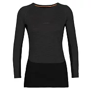 【紐西蘭icebreaker】女 ZoneKnit&trade; 網眼透氣保暖圓領長袖上衣-BF200 L 灰/黑