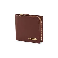 【Crocodile】鱷魚皮件 男短夾推薦 釦式L型短夾 8卡拉鍊 Naturale 5系列-0103-11006 咖啡色