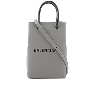 BALENCIAGA Logo購物手機袋 (灰色)