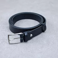 Be Two 手工皮件 ∣ 皮帶 真皮牛皮 細版 30mm 男款 女款 台灣製作 M 【黑色牛皮+銀方型皮帶頭】