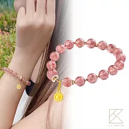 【TLH】黃金墜手鍊 純金999 眷戀莓好命定草莓晶 約重0.04錢&plusmn;0.01 向日葵