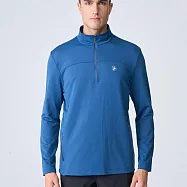 【荒野wildland】男彈性斜紋拉鍊保暖機能衣0B12606-173 M 普魯士藍色