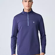 【荒野wildland】男彈性斜紋拉鍊保暖機能衣0B12606-181 M 夜空藍色