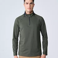 【荒野wildland】男前襟拉鍊彈性保暖機能衣0B12608-112 M 長春藤綠