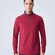 【荒野wildland】男前襟拉鍊彈性保暖機能衣0B12608-172 M 不丹紅色